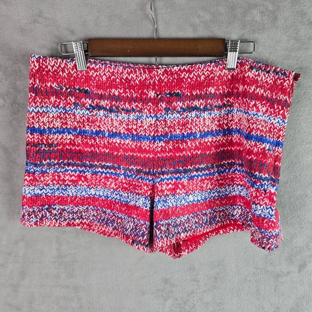 Tory Burch Womens Size 10 Red White Blue Chevron Knit Print Side‎ Zip Shorts